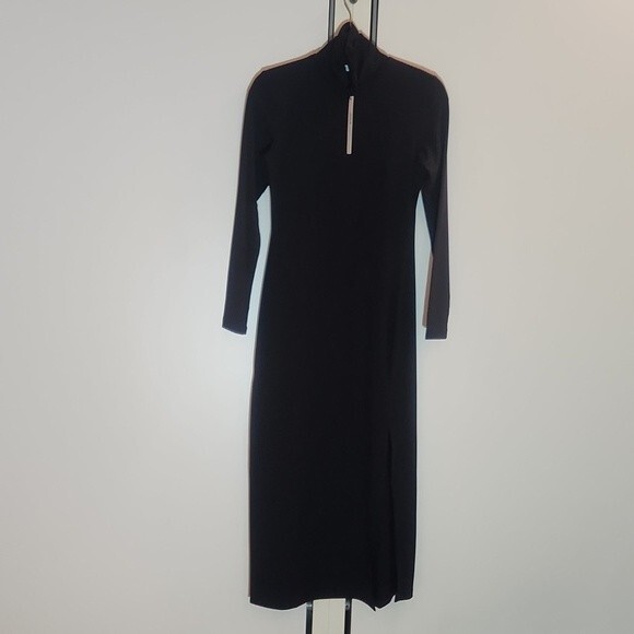 Susana Monaco Long Sleeve Turtleneck Slit Midi Dress black size S - Picture 7 of 16